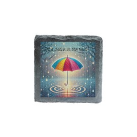 Slate Coaster - Let's Dance in the Rain Vibrant Umbrella Design (slco-kf25-letsdancekvd)