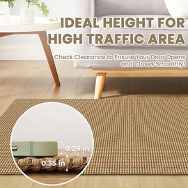 Ivissy Braided Runner Rug 2x7 Ft Washable Runners for Hallways Kitchen Runner Rug with Rubber Backing Cotton Entryway Runner Indoor, Woven Floor Carpet for Hall Kitchen Bedroom, Natural
