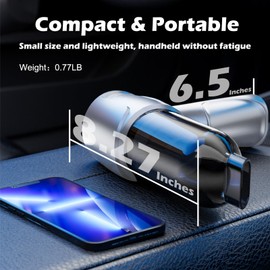 Ecoflick Car Vacuum Portable Cordless, 5 in 1 Handheld Vacuum Cleaner, Mini Vacuum Cleaner Rechargeable, 8000PA Powerful Compressed Air Duster & Air Blower for Cars,Home,Office,Pet Hair