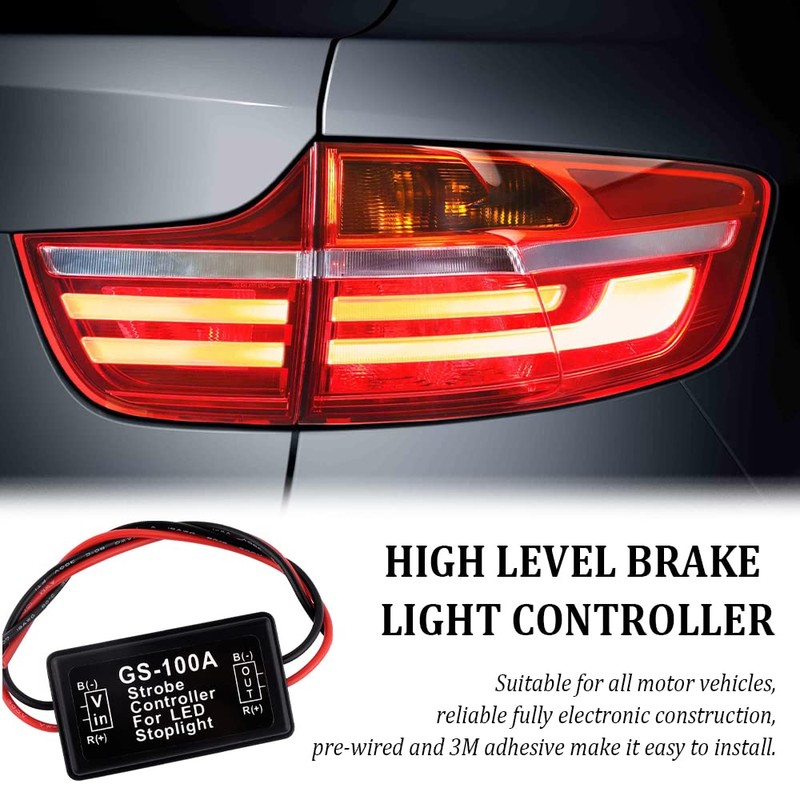 SSNNUU 2PCS 6V-30V GS-100A LED Brake Light Flasher with Pre-Wired,Universal