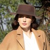 Wide-Brim-Felt-Panama-Fedora-Hat with Flat-Top-Pork-Pie Cap for Women Men (Size:M) Coffee