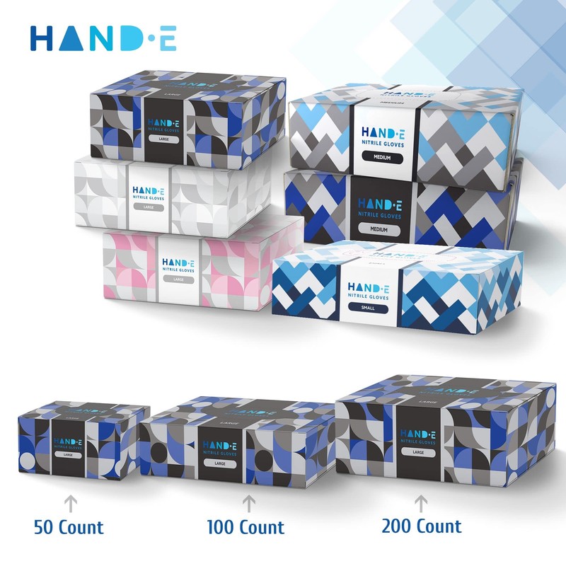 Hand-E Touch Black Nitrile Disposable Gloves Large, 50 Count -