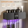 Smart Wall-Mounted Toothbrush Holder with Solar Charging, 6 Brush Slots