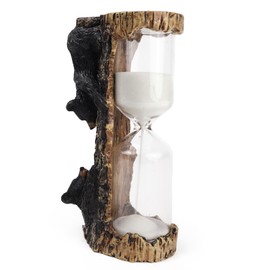 Rustic Black Bear Hourglass, Decorative Resin Sand Timer, Wildlife Home and Office Decoration, 3 x 5.5 Inches
