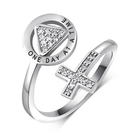 qielizhu Sobriety Rings 925 Sterling Silver Sobriety Gifts for Women Alcoholics Anonymous Gifts Jewelry for Women