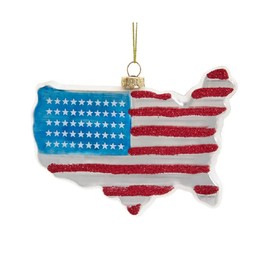 Kurt Adler 4.5-Inch Glass America Territory Map Flag USA Ornament