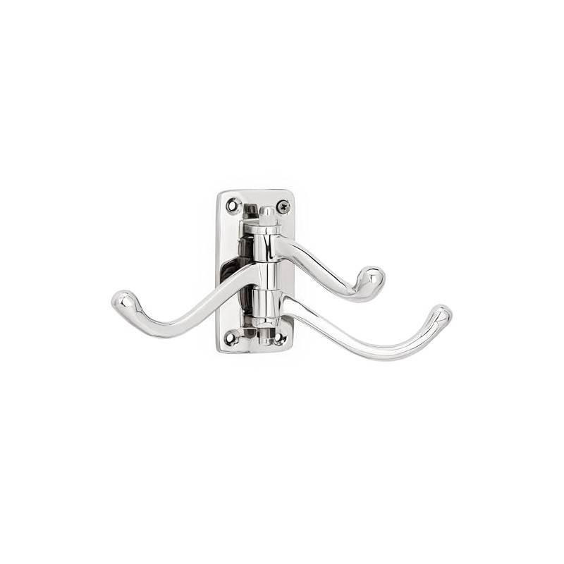 NKlaus Swivelling Triple Coat Hook - Solid Brass, Silver -