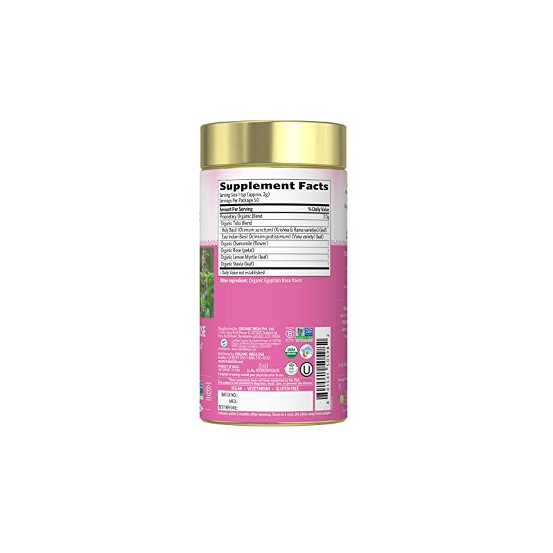 Orgánica India Tulsi – Té, Hojas Sueltas, Sweet Rose, 3.5