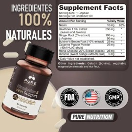 Varices,circulacion,arginina,60 Caps Formula Avanzada