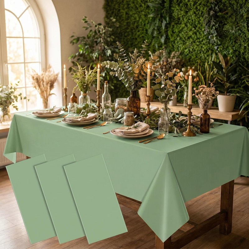 colbertcary Waterproof Disposable Plastic Table Cover 54 x 108 Inch,