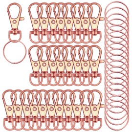 120 x High Quality Swivel Snap Hooks Key Rings Metal Keychain Hooks for Jewelry Making Crafts (Rose Gold)
