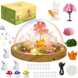 Make Your Own Night Light Bunny with Music, DIY Edition Rabbit Toys for Girls Creative Magic Nightlight USB Upgrade, Arts and Crafts Kits Lamp Project, Princess Gifts for Kids 4 5 6 7 8 9 Year Old