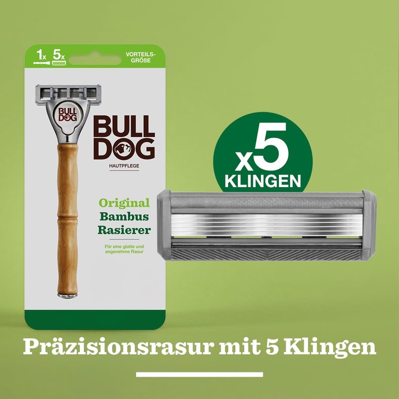 BULLDOG - Nassrasur für Männer | Original Rasierer mit Bambusgriff