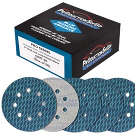 ProductionShop Premium 80 Grit 5" Rhombus Diamond Shape Blue Sanding Discs, 8-Hole, Box of 50 - Hook & Loop Anti-Clogging J-Cloth Dustless Sandpaper for Random Orbital Sanders, Sand Auto Paint, Wood