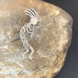 Handmade Kokopelli Native American Navajo Sterling Silver Pin Pendant 12277