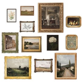 KBKBART Vintage Wall Art Prints, French Country Wall Decor Countryside Landscape Antique Canvas Painting, Vintage Botanical Art Prints for Wall Decor, Rustic Farmhouse Decor Wall Art for Bathroom, Bedroom Gallery-UNFRAMED