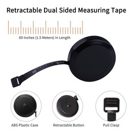 60-Inch Retractable Ruler Tool，Soft Tape Measure for Body Measuring, accurate Measurements for Sewing, Tailoring, and Crafting - Dual Sided Inch and CM