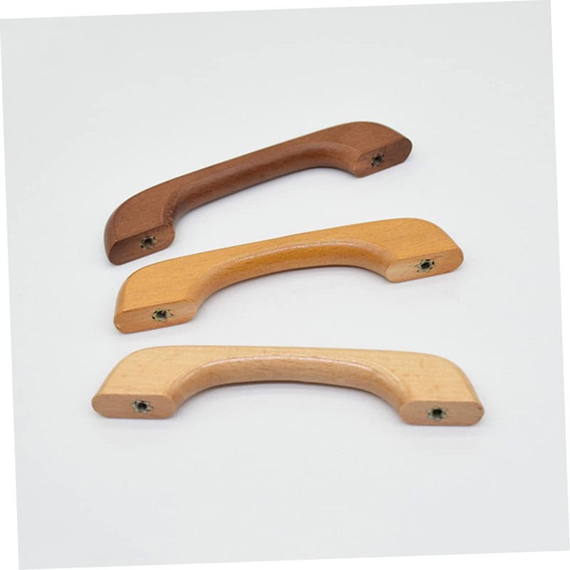 WOONEKY 5 Set Solid Wooden Cabinet Pull Handles Durable Furniture