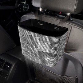 1Pcs Auto Handtaschenhalter Glitzer Auto Organizer Tasche Bling Bling Handtaschenhalter Bling Faux Crystal Car Trash Can Rhinestone Große Kapazität Geldbörse Aufbewahrungstasche Box Auto Interior