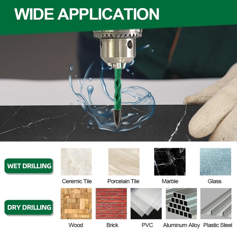 KURSTOL Masonry Diamond Drill Bit - 10pcs 1/4"-1/2" Concrete Diamond