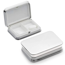 SILBERKANNE Hannover Pill Box 4 x 6 x 1.5 cm 2 Compartments Premium Silver Plated Elegant Silver Plated in Top Workmanship Ready to Give as a Gift with Stylish Gift Packaging