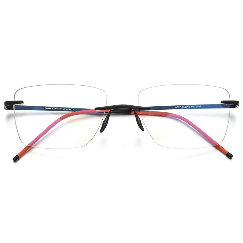 FONEX Titanium Glasses Frame Men,Rimless Square Eyeglasses Frameless Myopia Optical