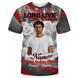 MYMISOR Custom Forever in Our Memorial Hearts 3D T-Shirt, in Loving Memory Tee, Funeral & RemembranceGifts, Missing Loved one, RIP Shirt, Grief, Mourning