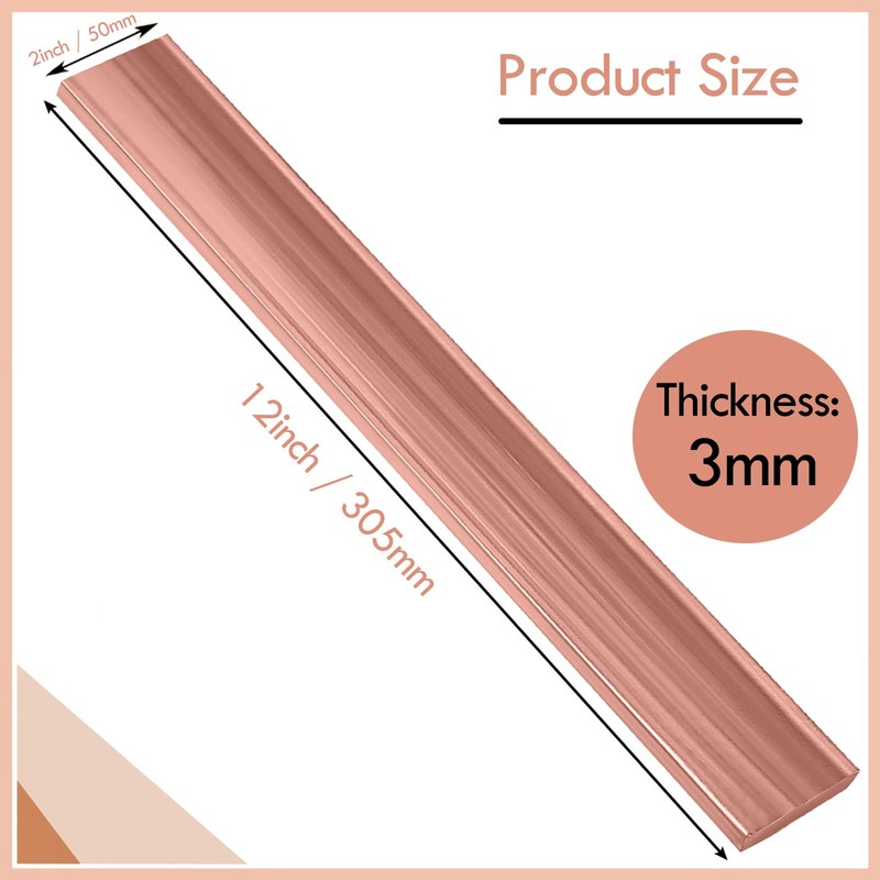 Copper Flat Bar Copper Bars 1/8" x 2" C110 Copper