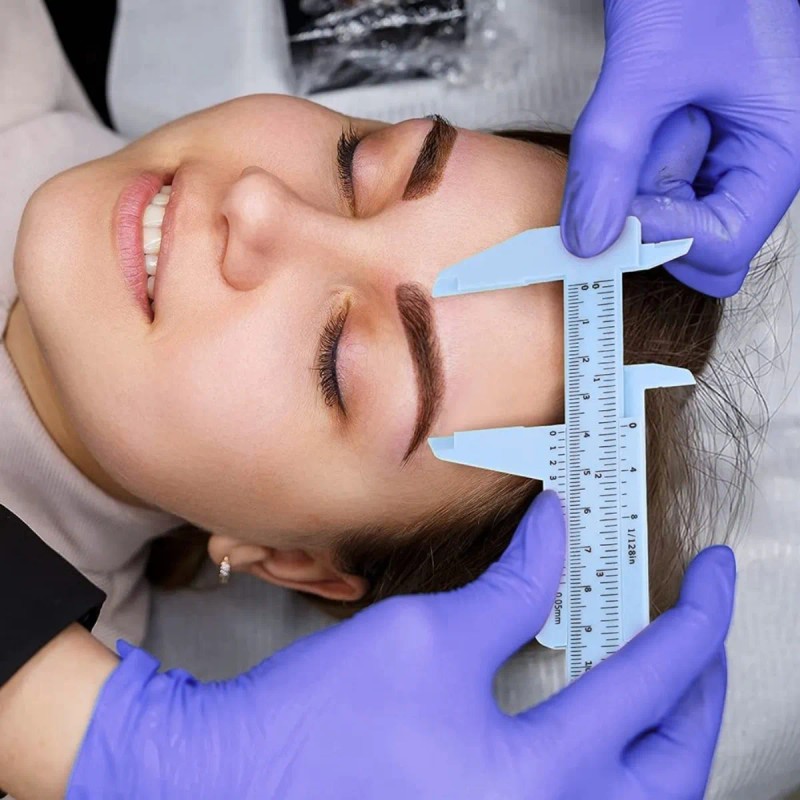 Kit Regla Vernier Hilo Entintado Cejas Plantillas Cepillo F