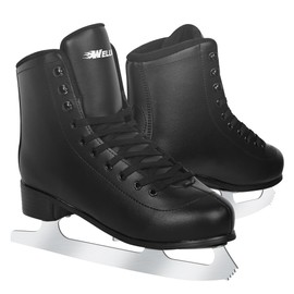 WELLWON Figure Ice Skates for Women Girls and Boys, Lace-Up Adult Figure Skate Ice Hockey Skates for Outdoor and Skating Rink, Figure Ice Skate Shoes Size US Women's 6/Men's 5
