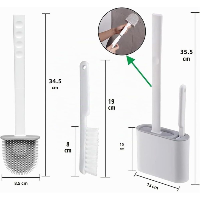 Juego de 3 Escobillas de Silicona para Baño, Montaje en