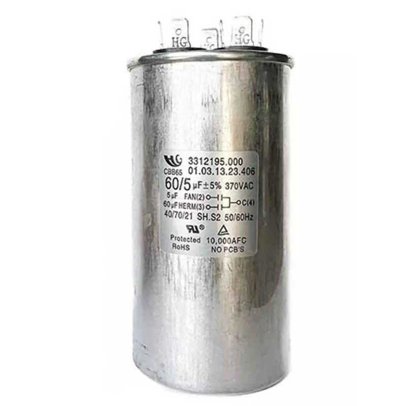 Dometic 3312195.000MC Motor Capacitor 60/5 MFD 370V AC for Dometic