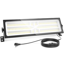 Linkable LED Shop Light (Built-in Outlet) - 100W 15000LM Aluminum Plug in Garage Light w/ 9.84ft Power Cord and On/Off Switch, 6000K Shop Lights for Garage, Workshop (1 Pack)