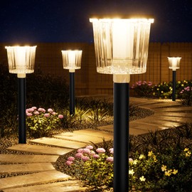Super Bright Solar Pathway Lights Outdoor Powered,Adjustable Warm&Cool White,Waterproof IP65 Garden Decor Landscape Lighting Outside for Yard/Patio/Walkway/Driveway/Landscape (Obsidian Black, 2 Pack)