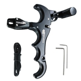 Disparador compuesto de ayuda de arco y cuerda de bucle D de 10 pies, 4 dedos, ajustable, para liberación de pulgar, ayuda de aleación de aluminio, para caza al aire última intervensión, tiro con arco para adultos