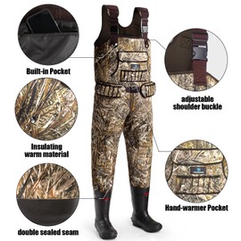 Trudave Chest Waders, 4.5mm Waterproof Neoprene Hunting Wader for Men & Women with 600G Insulated Boots