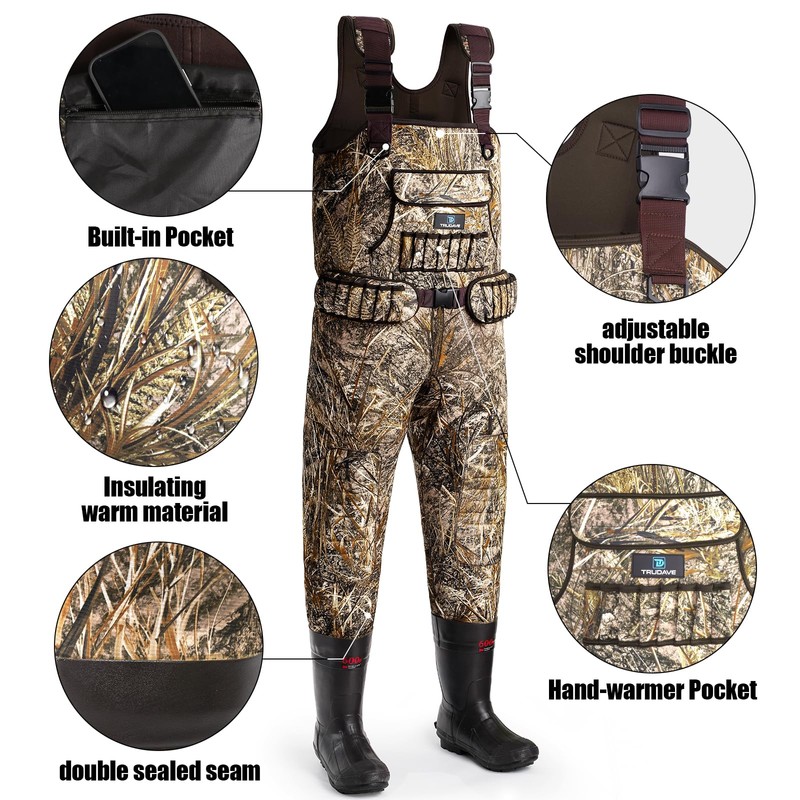 Trudave Chest Waders, 4.5mm Waterproof Neoprene Hunting Wader for Men