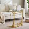 Tatub 24" Folding C Shaped End Table, Small Tempered Glass