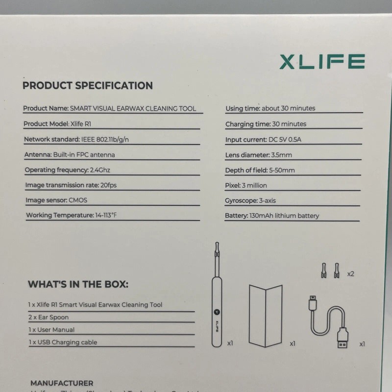 Xlife R1 Smart Ear Wax Removal Cleaner Endoscope 1080P +