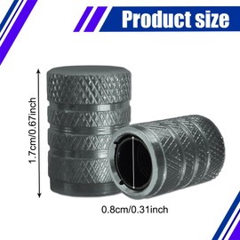 Lyxheth 4PCS Tire Valve Stem Caps, Car Tire Caps, Tire Air Cap Metal with Plastic Liner Corrosion Resistant Leak Proof, Universal Stem Covers Exterior Accessories for Trucks Motorcycles Bikes (Grey)
