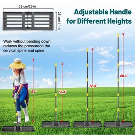 Lawn Leveling Rake - Heavy Duty 17X10"/26"x10" Stainless Steel Leveler Plate,Reinforced Welds, Adjustable Handle, Anti Flipping Smooth Edge,for Soil, Dirt,Ground,Yard Top Dressing,Landscaping:_26" x 10"_7ft