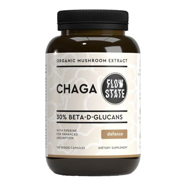 FLOW STATE Chaga Organic Mushroom Extract - 120 vege capsules