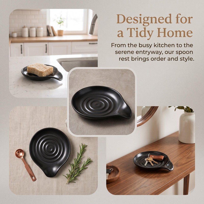 Ceramic Spoon Rest, 16x13x2.5cm Ceramic Spoon Rest with Spiral Design,