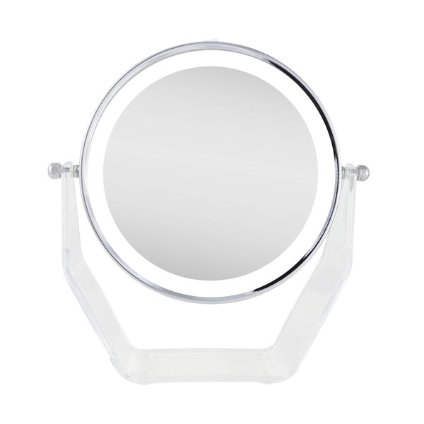 Zadro LED Lighted 8X/1X Magnification Two-Sided Swivel Acrylic Base Vanity Makeup Mirror for Bedroom, Bathroom and Tabletop in Polished Chrome