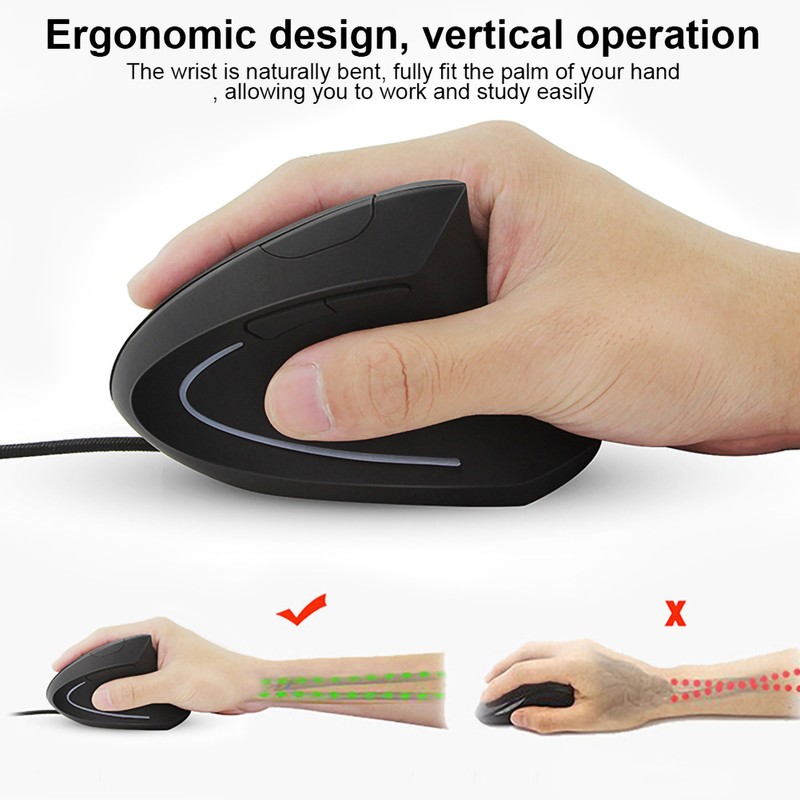 6D Ergonomic 800‑1200‑2000‑3200 DPI Adjustable Optical Vertical Gaming Mouse with