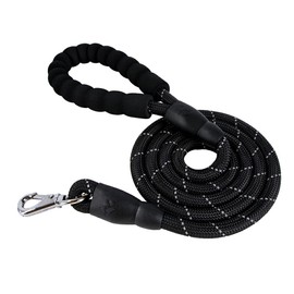 CLSSLVVBN Nylon Pet Leash Portable Padded Handle Tear-Resistant Reflective Solid Color Outdoor Walking Rope Tool with Hook, Black