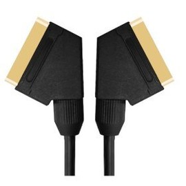 World of Data 1m Scart Cable - Premium Quality / 24k Gold/Fully Wired/Shielded / 21-pin/Audio/Video/Male to Male.