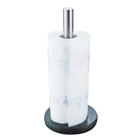 Paper Towel Holder Standing,XVL Paper Towel Roll Holder Countertop Extra Thick and Weighted Natural Marble Base, Green Base, SUS304 Stainless Steel Brushed Rod G368A