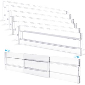 Yoolly Drawer Dividers, 6 Pack Adjustable Drawer Organisers Divider 10.8"-20.4", Extendable Plastic Drawers Separators for Clothing, Kitchen Utensils, Cosmetic and Office Storage (Black)