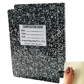 King Mills Left Handed Composition Notebook, 9.75'' x 7.5'' Left Handed Notebooks, Black Marble Hard Cover Left Handed Notebooks for Adults and School, 160 Pages, College Ruled. 2PK